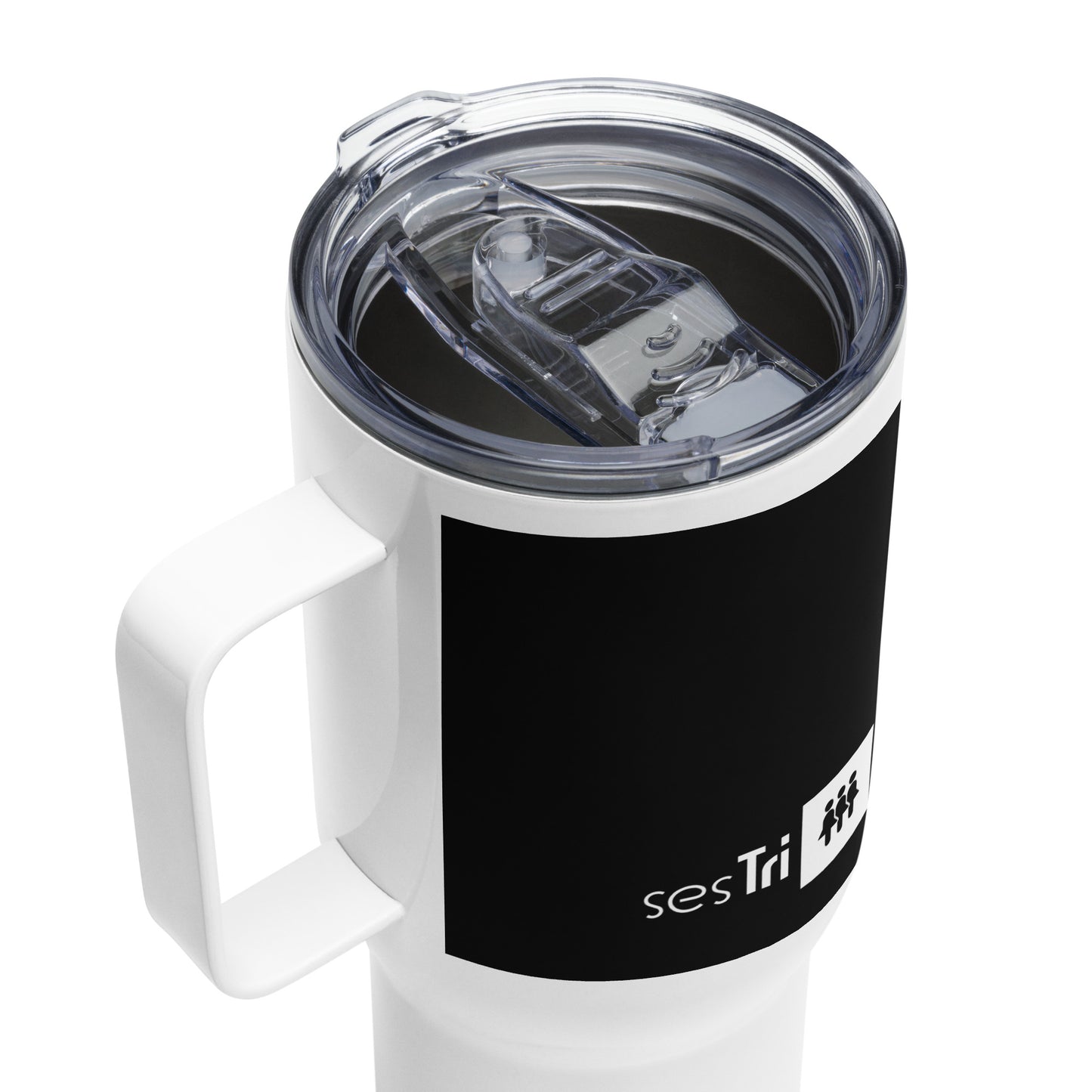 Travel mug with a handle