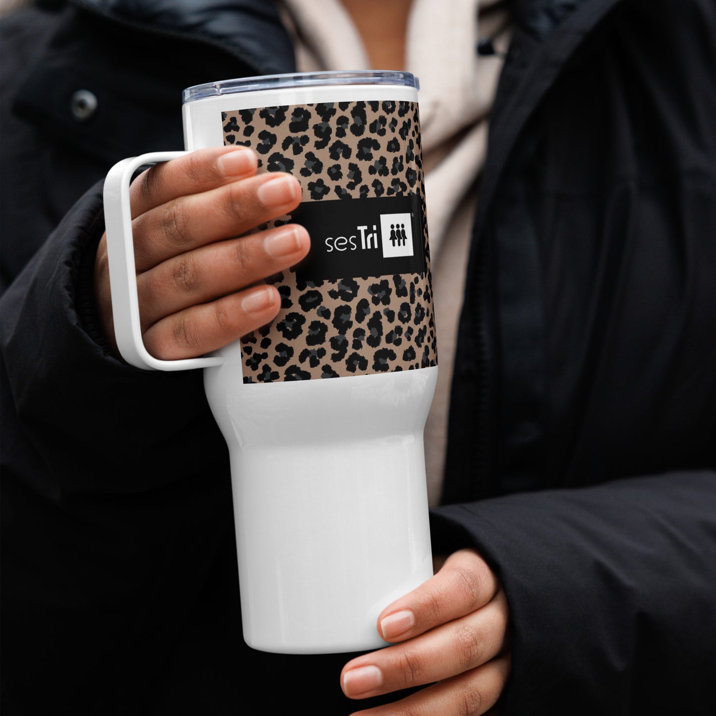 Travel Mug with a Handle Leopard