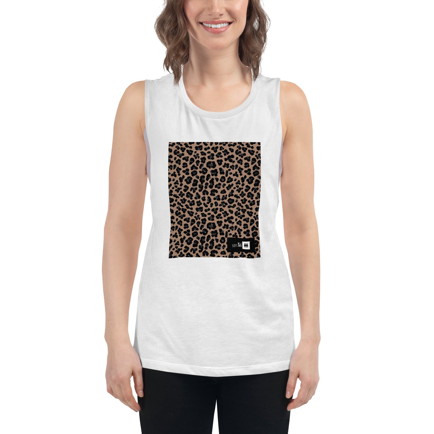 Dámske tielko so zväčšeným výstrihom okolo lopatiek Leopard